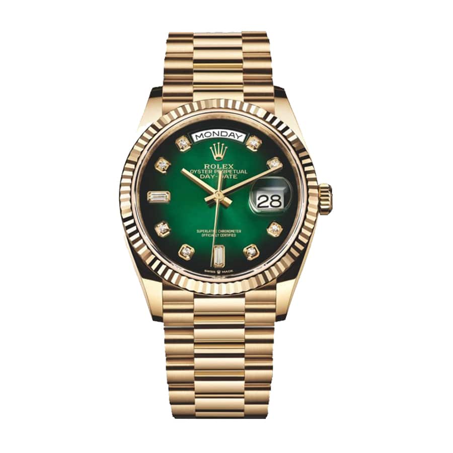Rolex Day-Date 118238 Super Clone: 36mm Yellow Gold Green Dial President with Caliber 3155 Clone