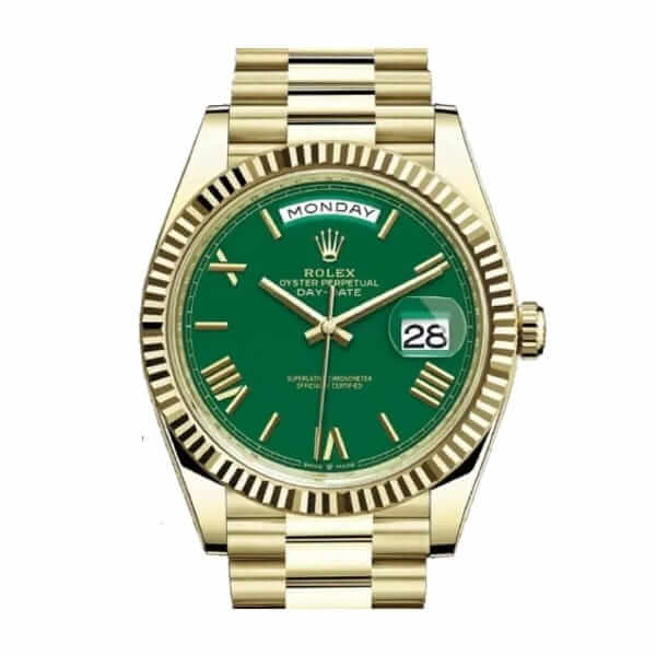 Rolex Day-Date 40 228238 Super Clone : 40mm Yellow Gold Green Roman Numeral Dial