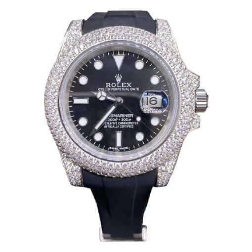 Rolex Submariner 116336 Super Clone : White Gold Diamond Bezel Black Dial