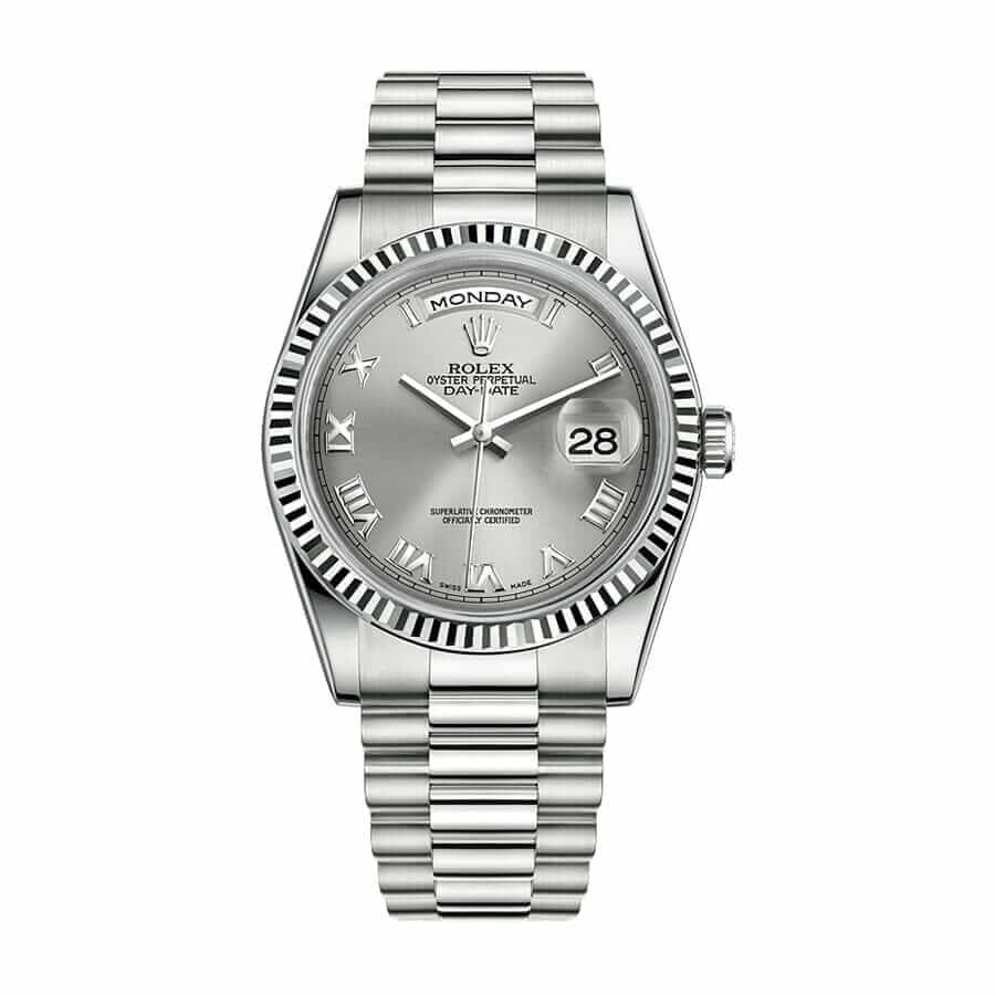 Rolex Day-Date II 218239 Super Clone : 41mm White Gold Grey Roman Numeral Dial