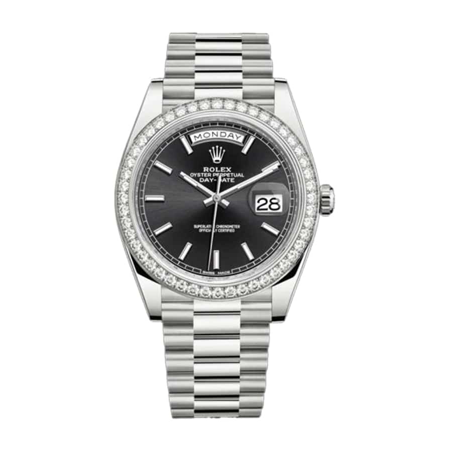 Rolex Day-Date 40 228238 Super Clone : 40mm Yellow Gold Black Diamond Dial