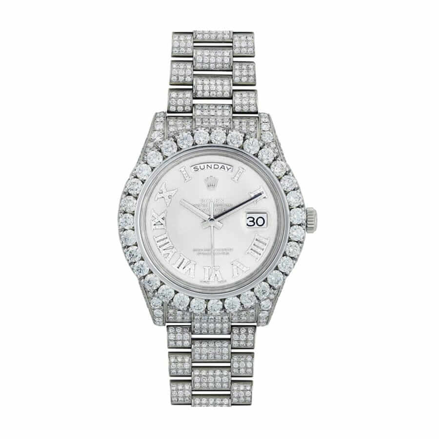 Rolex Day-Date II 218239 Super Clone : 41mm White Gold Diamond Bezel