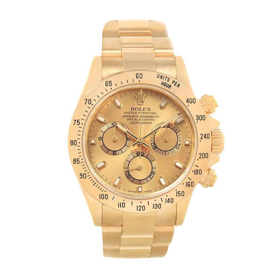 Rolex Daytona 116528 Super Clone: 40mm Yellow Gold Champagne Dial