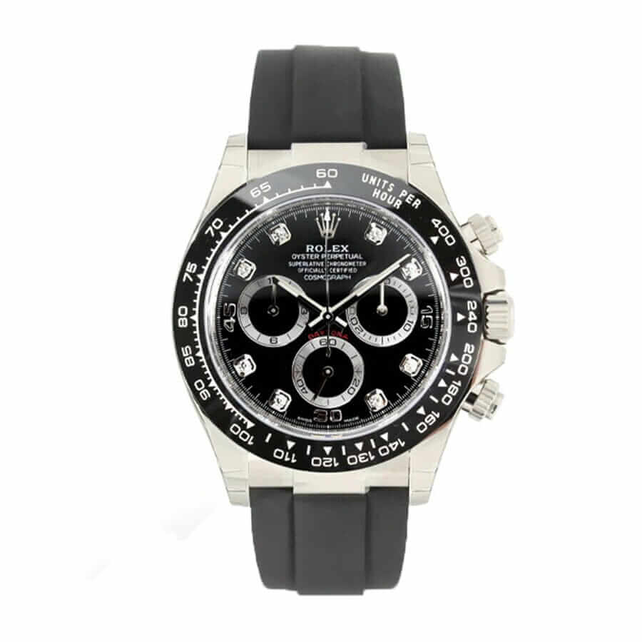 Rolex Daytona 116519LN Super Clone: 40mm White Gold Diamond Dial on Oysterflex