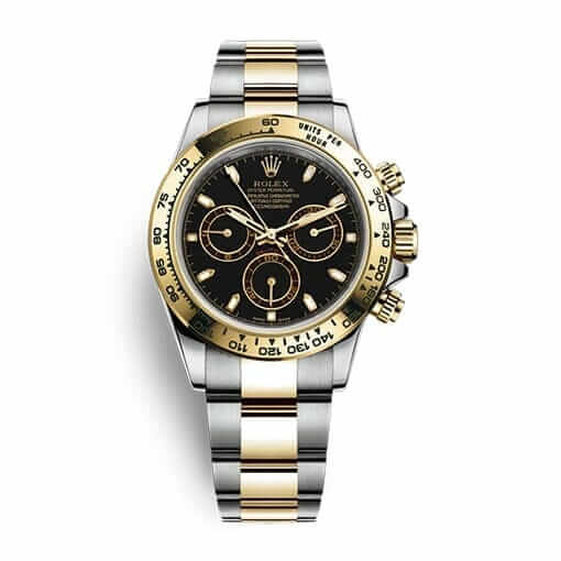 Rolex Daytona 116523 Super Clone: 40mm Two-Tone Steel and Gold Black Dial