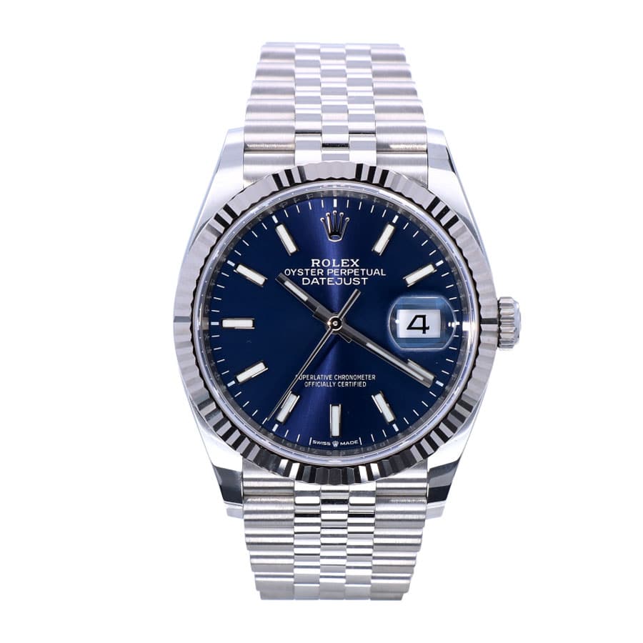 Rolex Datejust 126234 Super Clone : White Rolesor Fluted Bezel Silver Dial 36mm