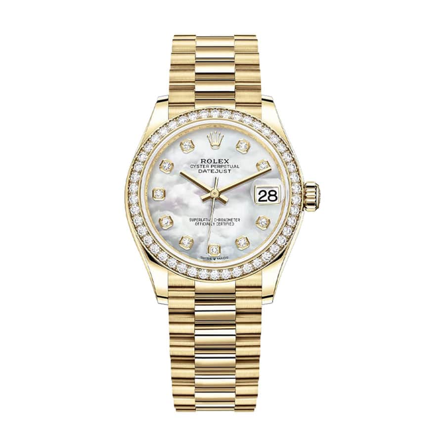 Rolex Datejust 31 178288 Super Clone : Yellow Gold Diamond Bezel Mother of Pearl Dial