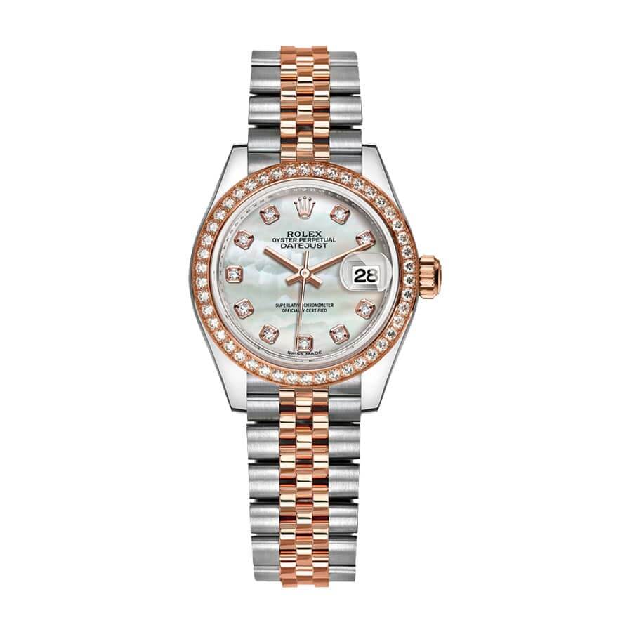Rolex Lady-Datejust 28 279383RBR Super Clone : Two-Tone Diamond Bezel White Dial