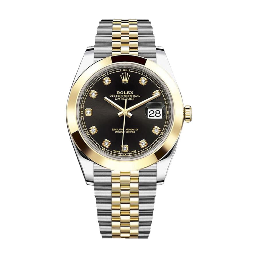 Rolex Datejust 41 126303 Super Clone : Two-Tone Black Diamond Dial Jubilee