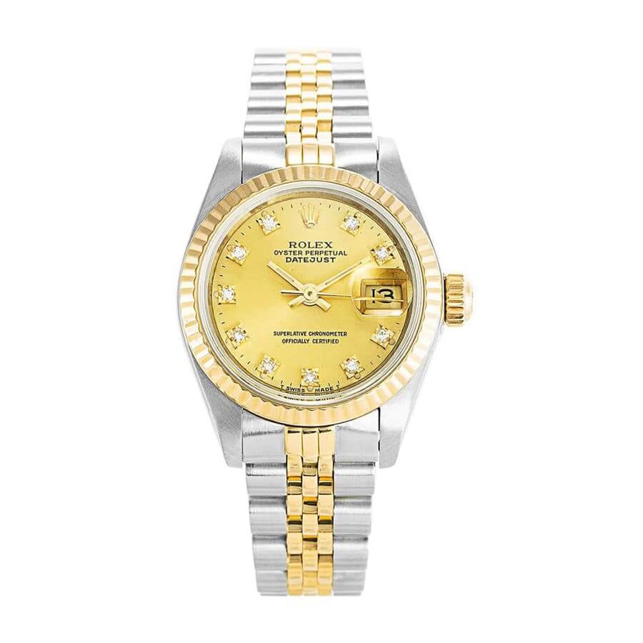 Rolex Lady-Datejust 69173 Super Clone : Two-Tone Diamond Champagne Dial 26mm